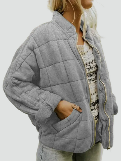 Women's Quilted Bomber Jacket | Casual Everyday Comfort 12