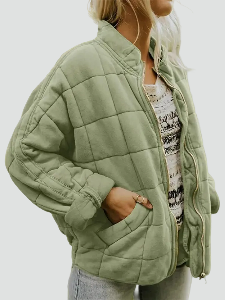 Women's Quilted Bomber Jacket | Casual Everyday Comfort 13