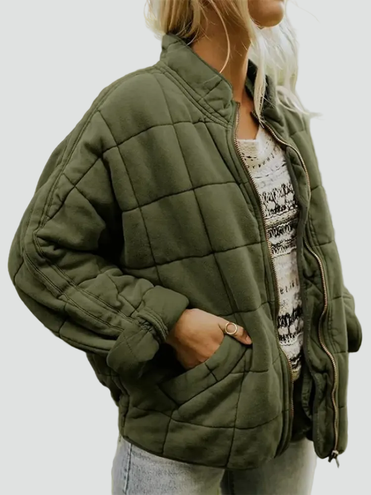 Women's Quilted Bomber Jacket | Casual Everyday Comfort 14