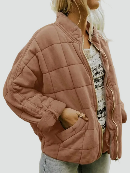 Women's Quilted Bomber Jacket | Casual Everyday Comfort 11