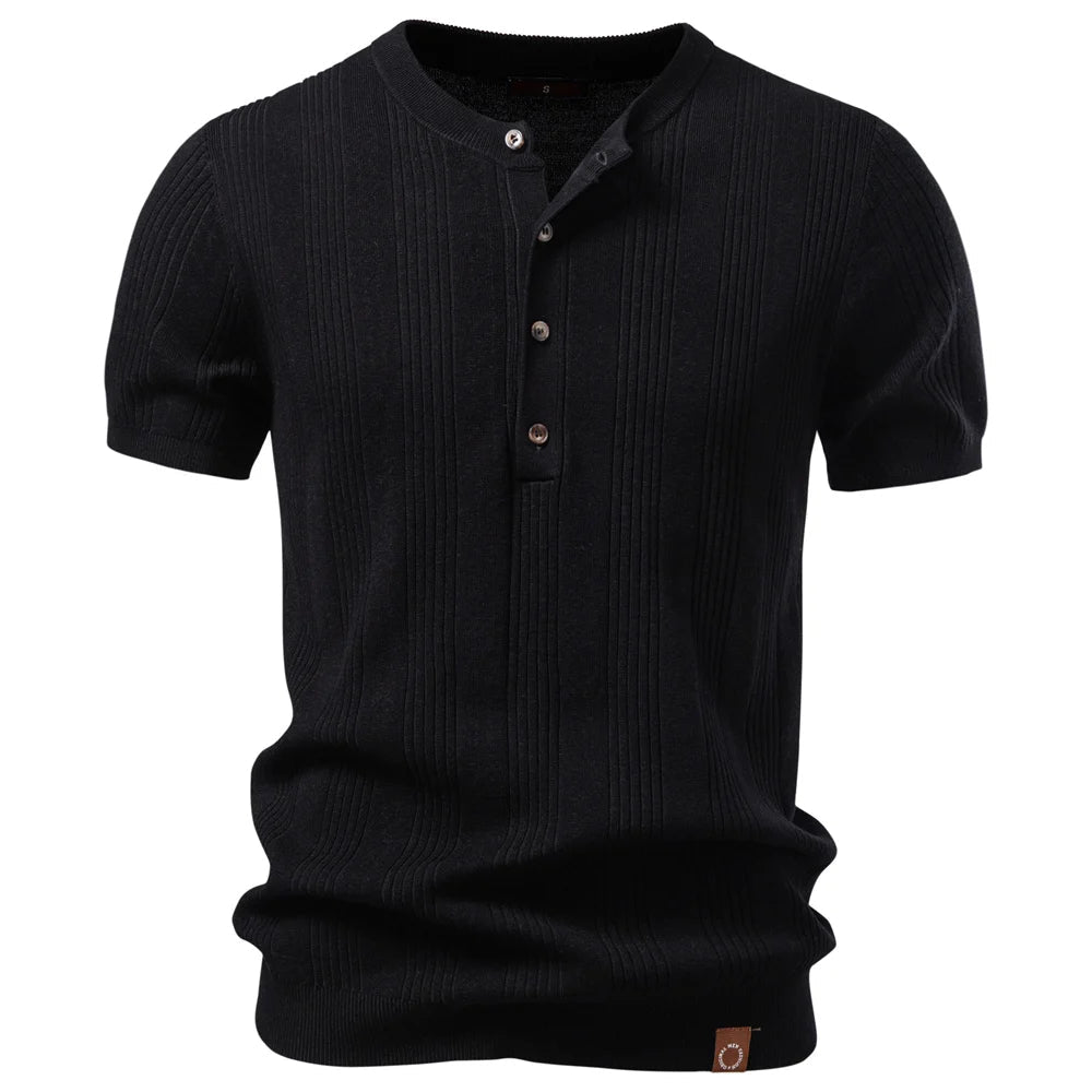 Men's Henley Shirt | Ribbed Knit Design