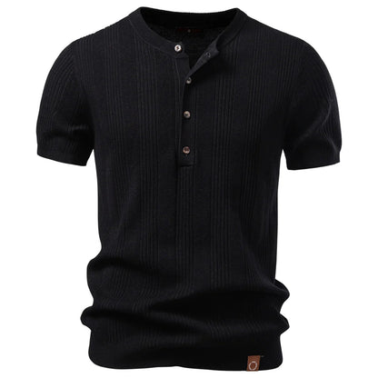 Men's Henley Shirt | Ribbed Knit Design
