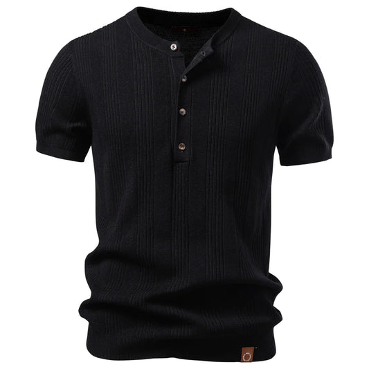 Men's Henley Shirt | Ribbed Knit Design