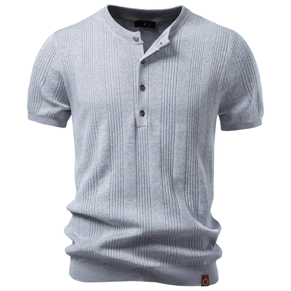 Men's Henley Shirt | Ribbed Knit Design