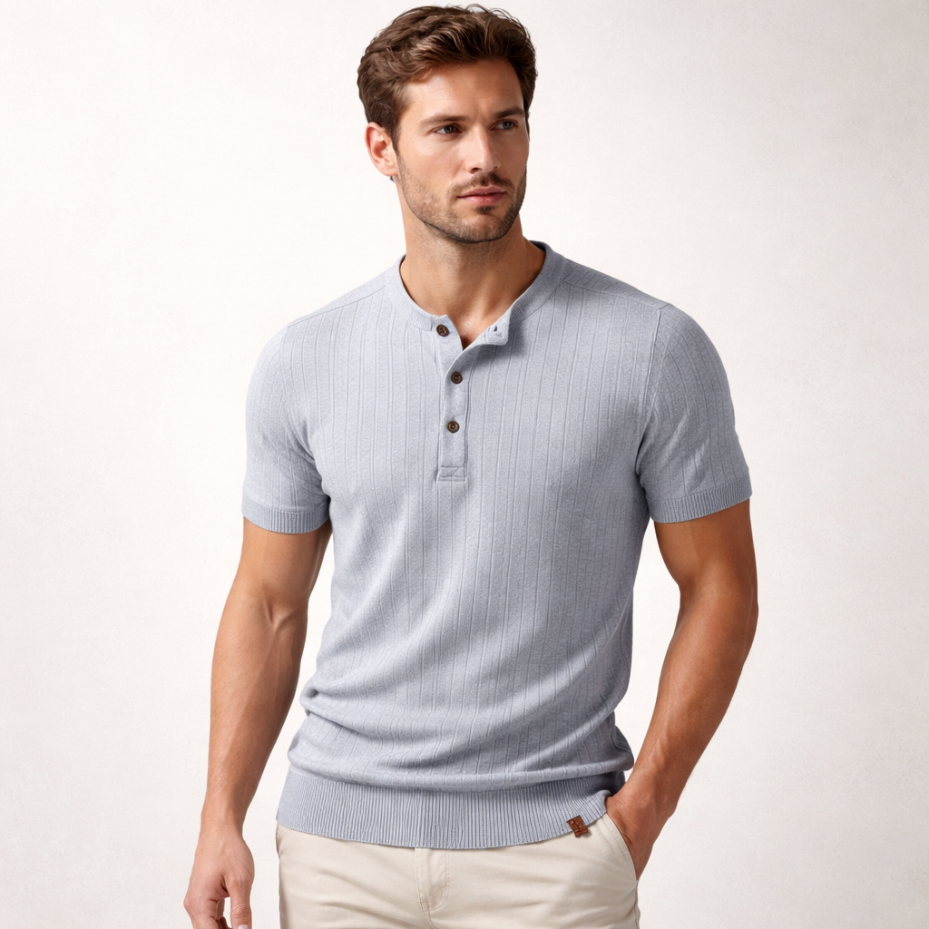 Men's Henley Shirt | Ribbed Knit Design