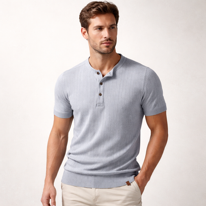Men's Henley Shirt | Ribbed Knit Design