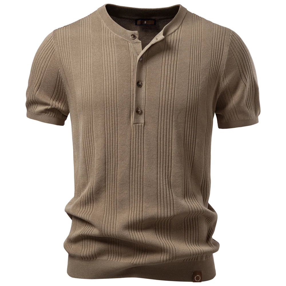 Men's Henley Shirt | Ribbed Knit Design