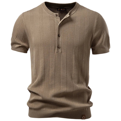 Men's Henley Shirt | Ribbed Knit Design