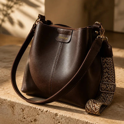 Women's Bucket Shoulder Bag | Two Straps & Vintage Finish 1