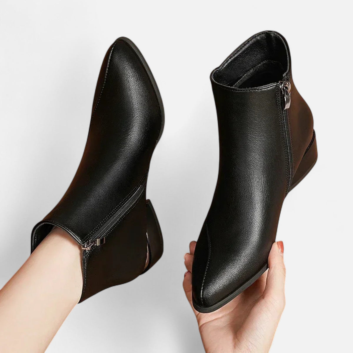 Women's Pointed Toe Ankle Boots Side Zip Cushioned Insole 10