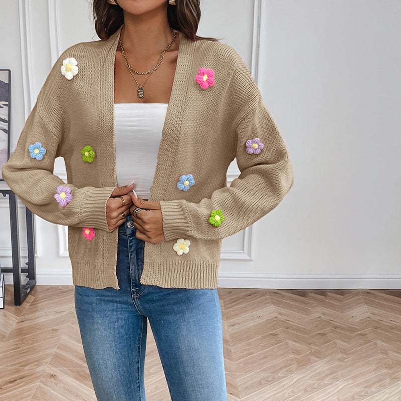 Women's Knitted Cardigan | Floral Print Design 7