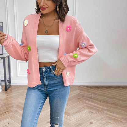 Women's Knitted Cardigan | Floral Print Design 11