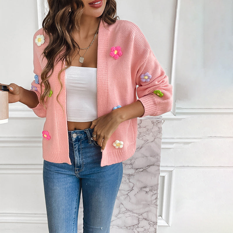 Women's Knitted Cardigan | Floral Print Design 13