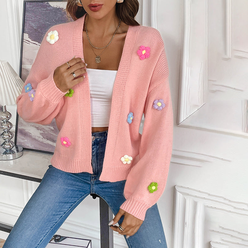 Women's Knitted Cardigan | Floral Print Design 14
