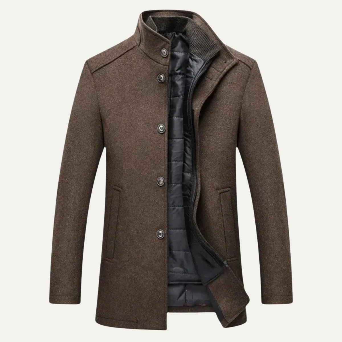 Men's Tailored Trench Coat Slim Fit Long Line Overcoat 1