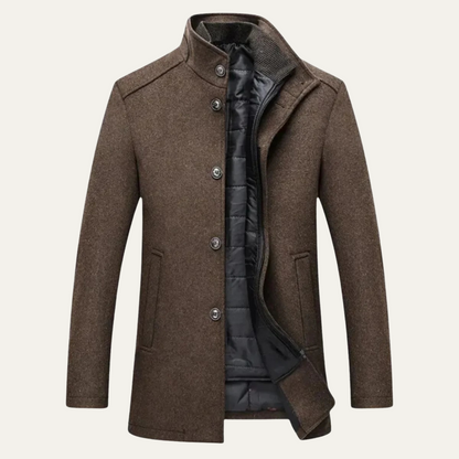 Men's Tailored Trench Coat Slim Fit Long Line Overcoat 1
