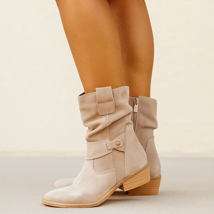 Women's Low Heel Ankle Boots Side Zip Booties Minimalist Design 3