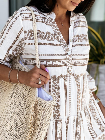 Women's Mini Dress | Tiered Boho Print Flare Sleeve