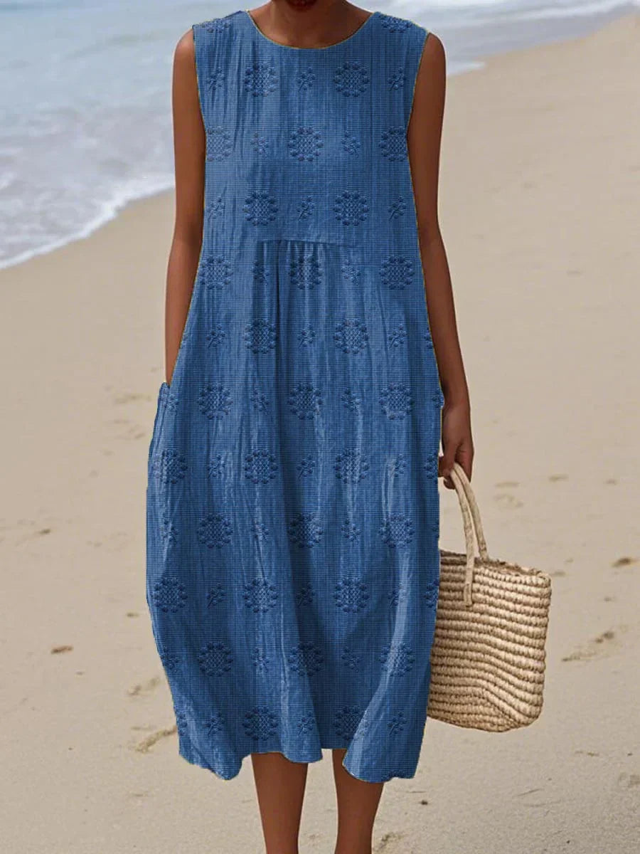 Ivy - Elegant Sleeveless Cotton Dress with Pockets 1