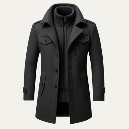 Men's Slim Fit Winter Coat Double Layered Warm Overcoat 6