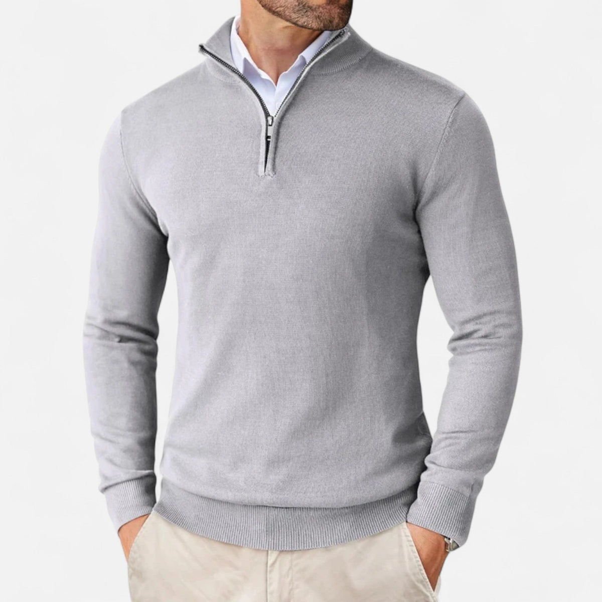 Men's Zip Up Jumper Slim Fit Lightweight Knit Sweater 7