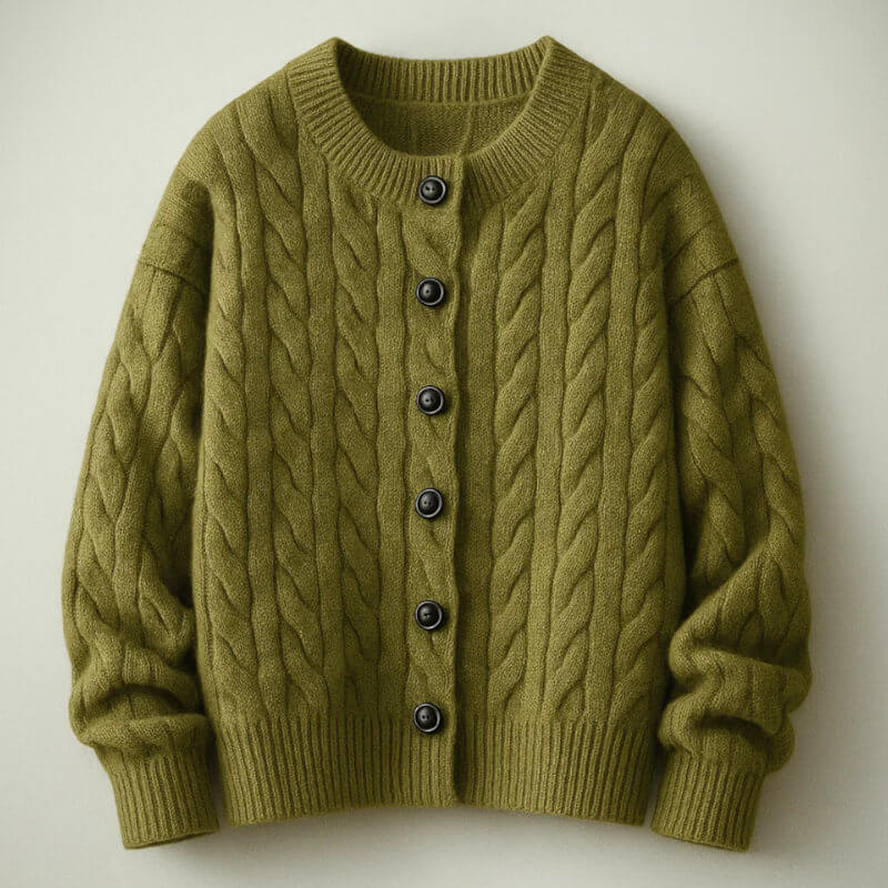 Men's Cable Knit Cardigan Button Up Ribbed Jumper Sweater 14