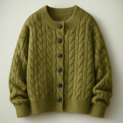 Men's Cable Knit Cardigan Button Up Ribbed Jumper Sweater 14