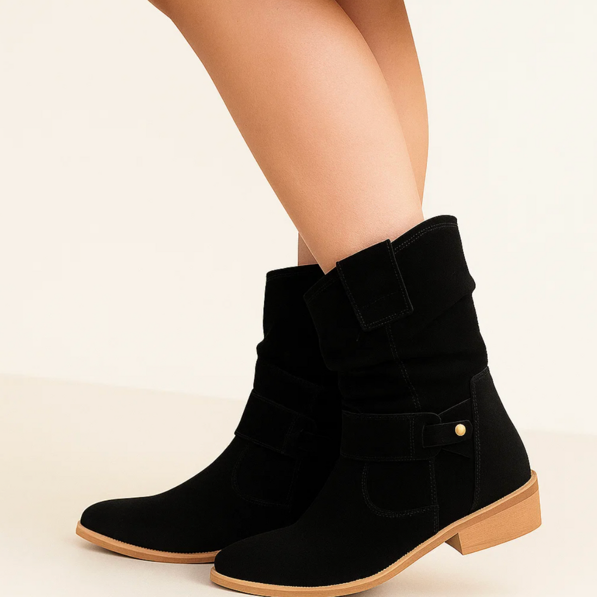 Women's Low Heel Ankle Boots Side Zip Booties Minimalist Design 12