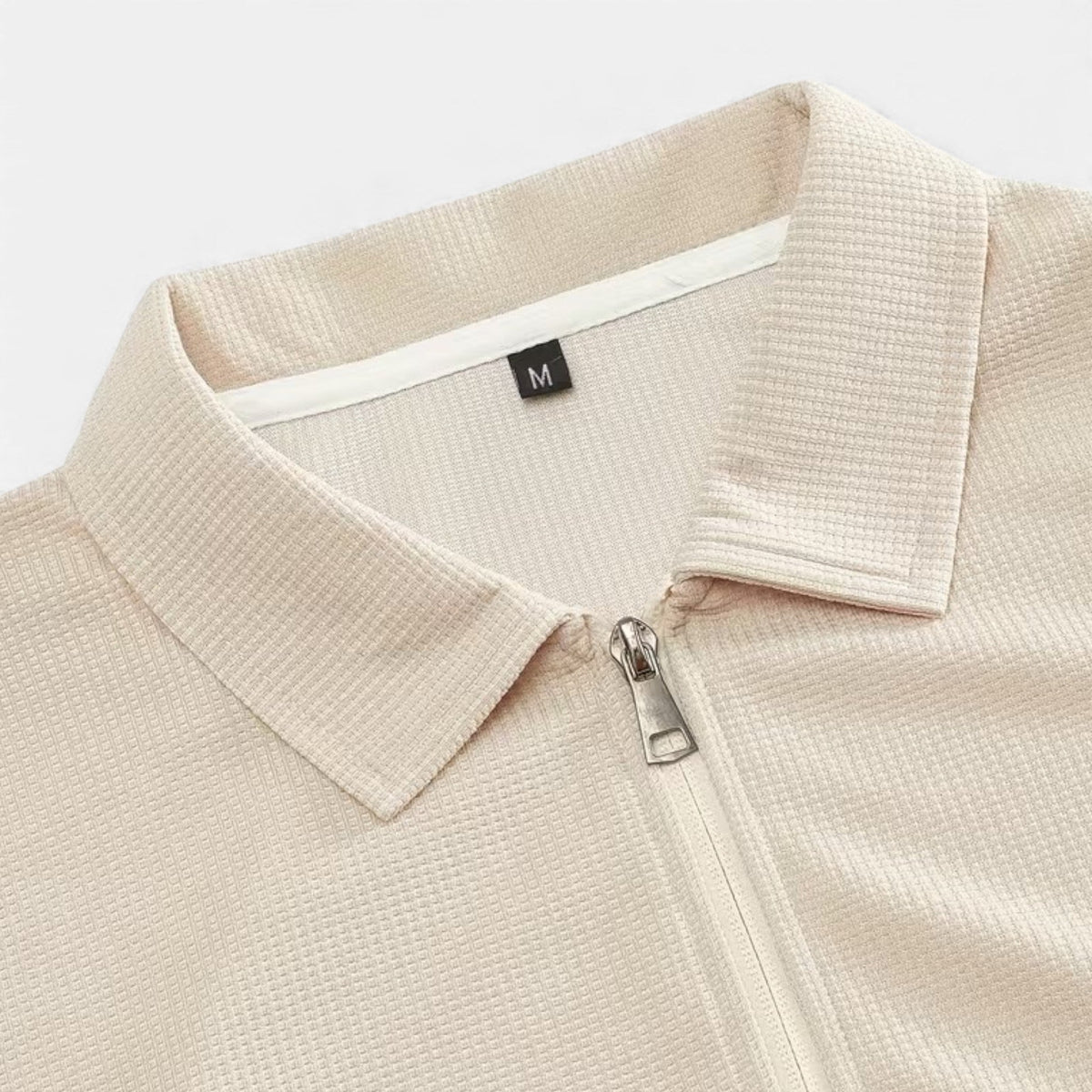 Men's Casual Two Piece Set Waffle Knit Zip Collar with Stretch Fit 5