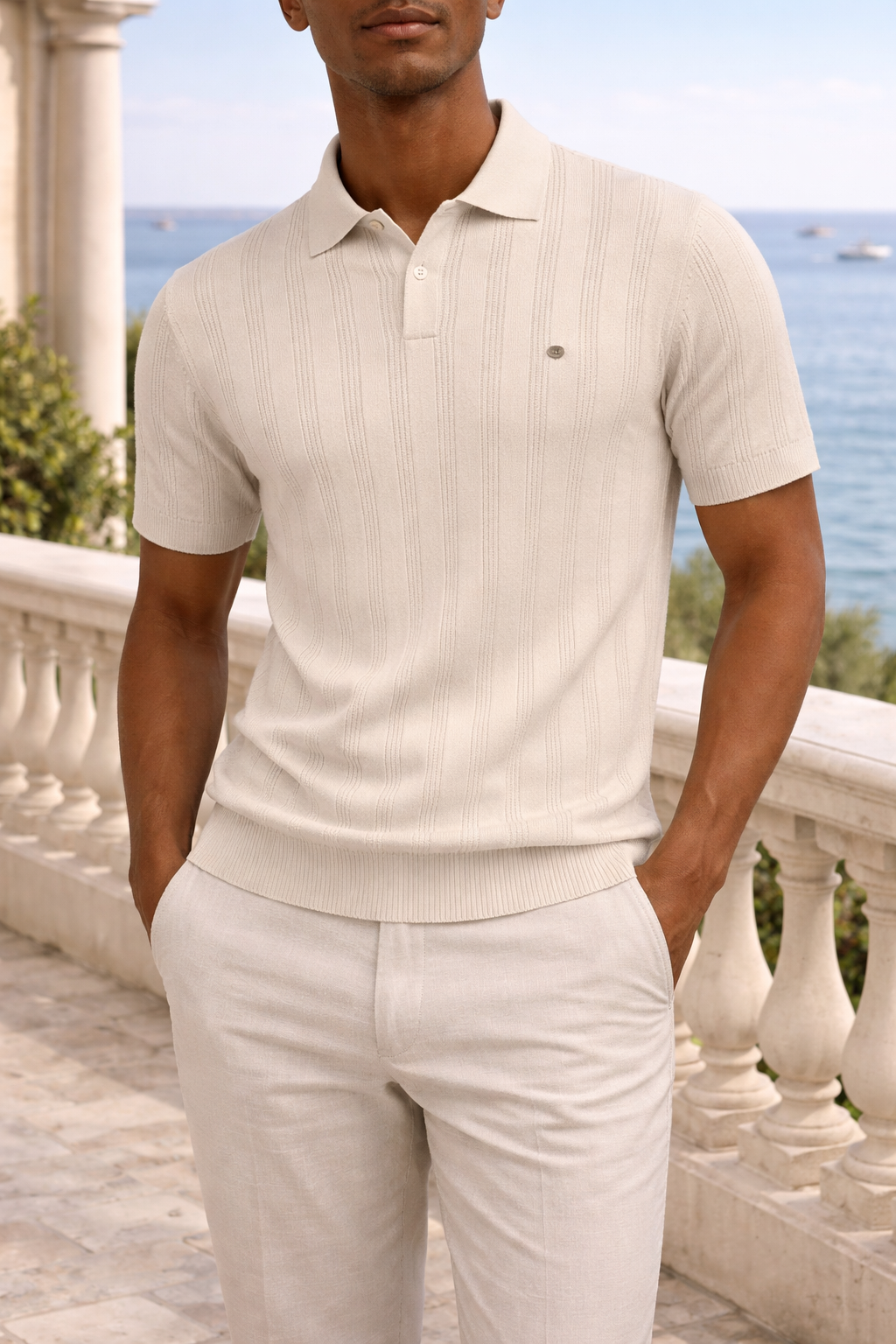 James | Textured Knit Polo Shirt with Button Placket 2