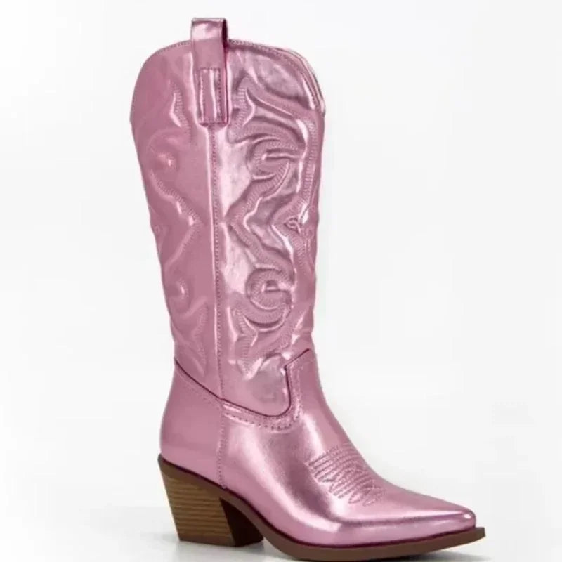 Joanna | Women's Knee-High Heeled Boots in Chic Material