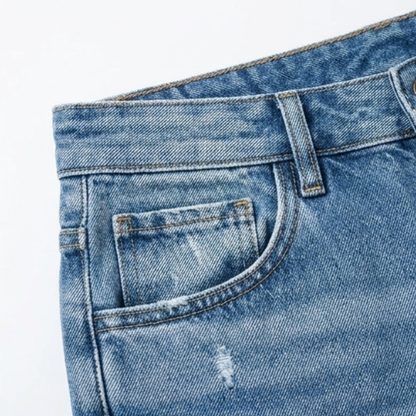 Women's Cropped Straight Leg Jeans | Fringed Hem & Relaxed Fit 7