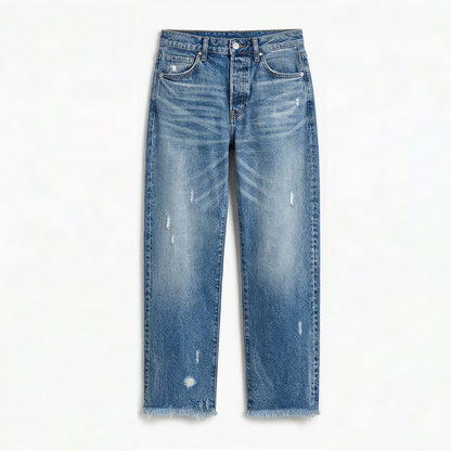 Women's Cropped Straight Leg Jeans | Fringed Hem & Relaxed Fit 13
