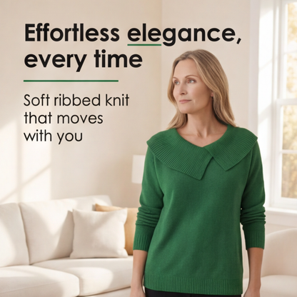 Women's Asymmetric Collar Knit Sweater | Effortless Polish 5