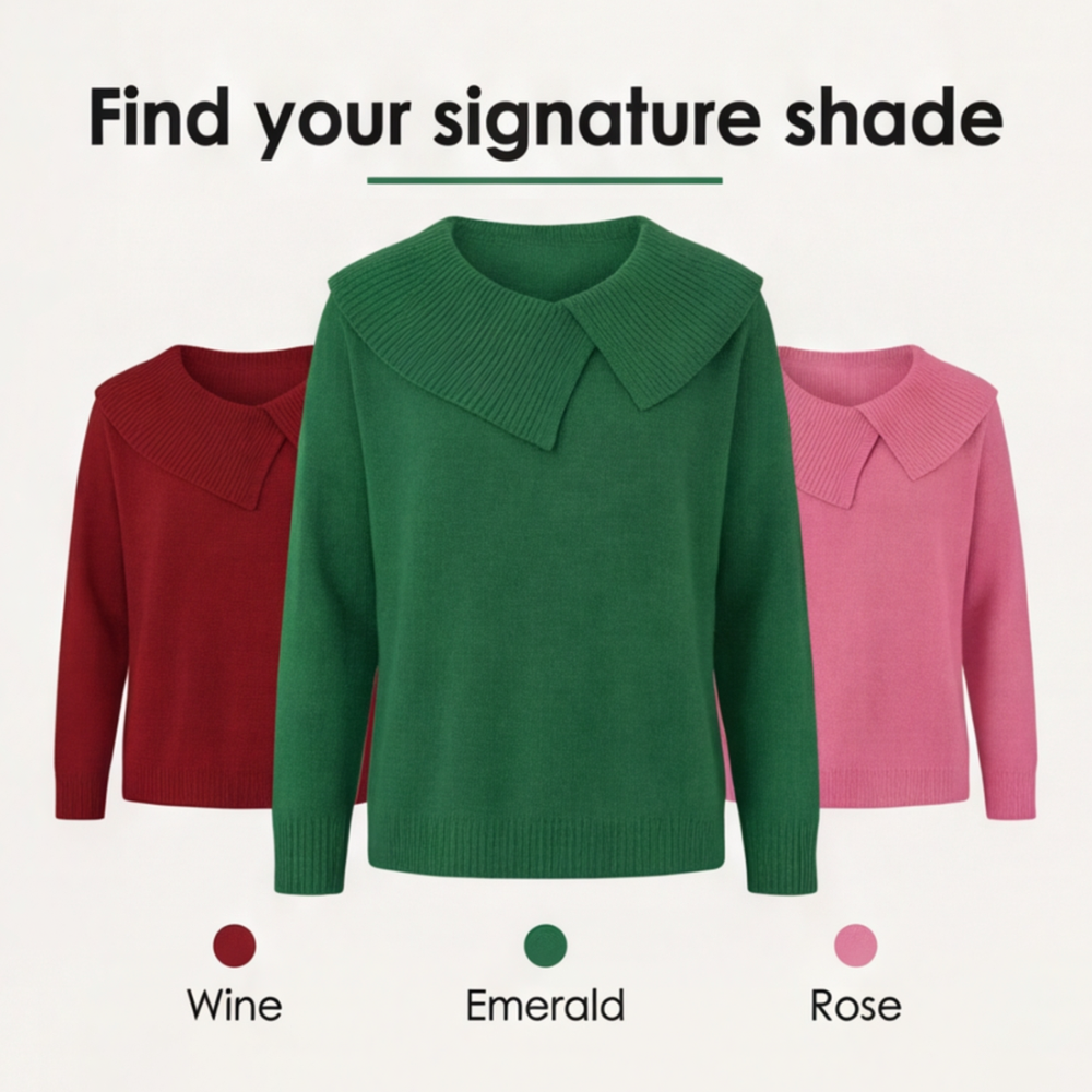 Women's Asymmetric Collar Knit Sweater | Effortless Polish 10