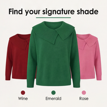 Women's Asymmetric Collar Knit Sweater | Effortless Polish 10