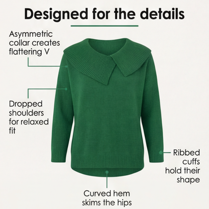 Women's Asymmetric Collar Knit Sweater | Effortless Polish 11