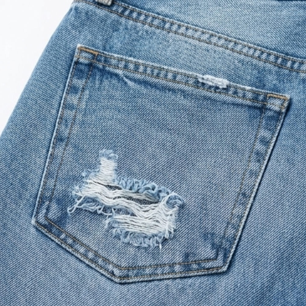 Women's Cropped Straight Leg Jeans | Fringed Hem & Relaxed Fit 9