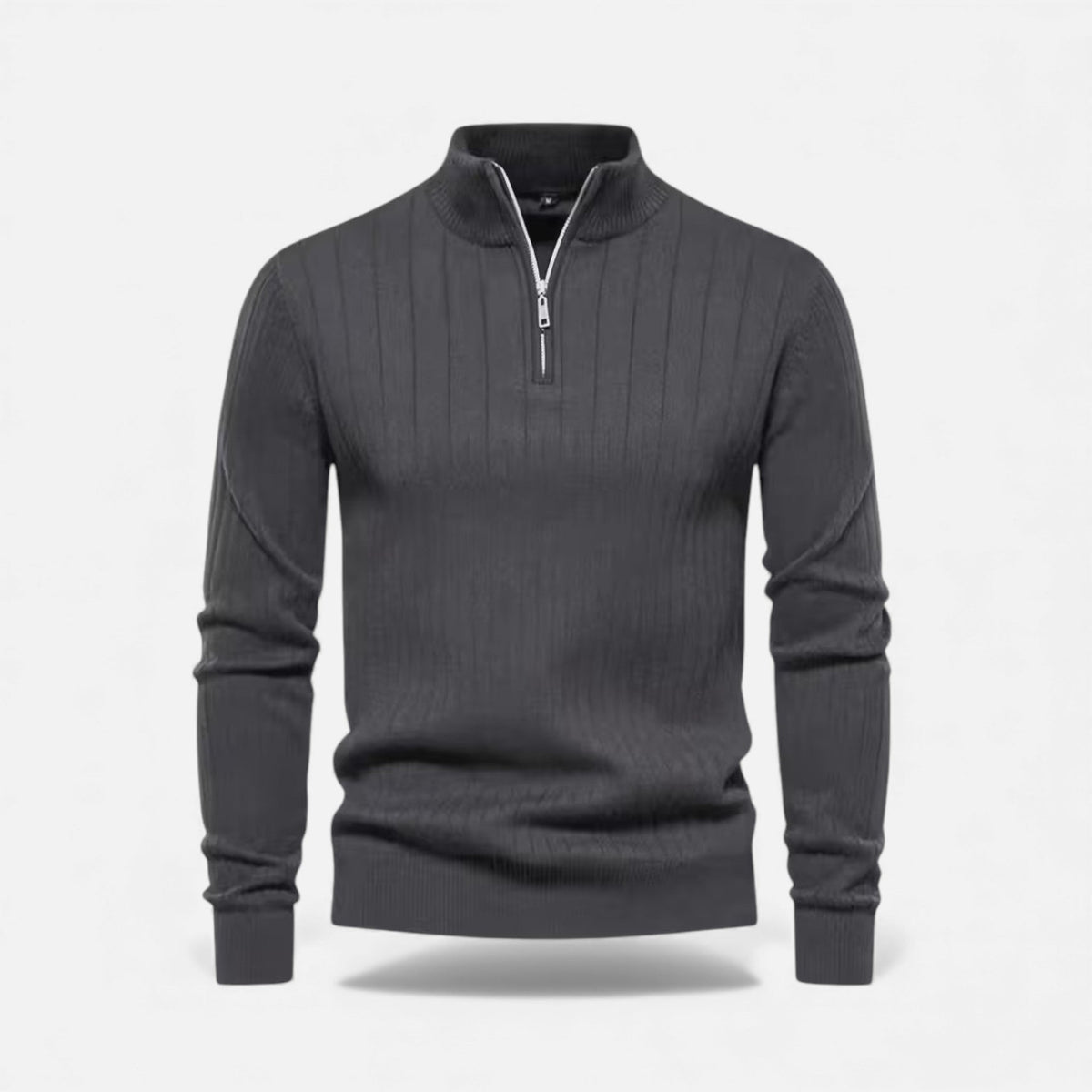 Men's Zip Up Knit Jumper Thermal Sweater Flexible Fit 5