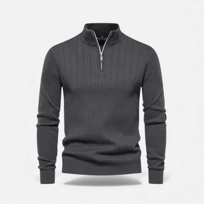 Men's Zip Up Knit Jumper Thermal Sweater Flexible Fit 5