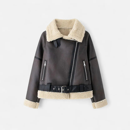 Women's Belted Jacket Fur Lined Fitted Winter Coat 1
