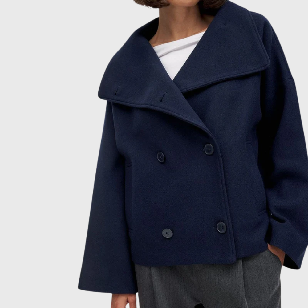 Women's Double Breasted Short Coat Lightly Lined Tailored Fit 2