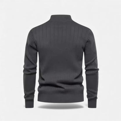 Men's Zip Up Knit Jumper Thermal Sweater Flexible Fit 6