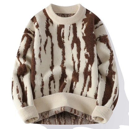 Men's Knit Sweater | Dune Pattern & Ribbed Crewneck 6