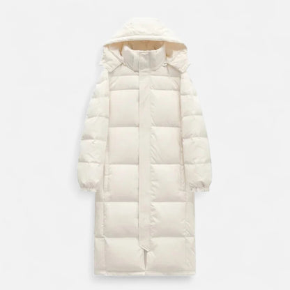 Women's Quilted Jacket Long Puffer Coat Removable Hood 4