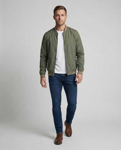 Men's Bomber Jacket | Full Zip & Ribbed Trim 6