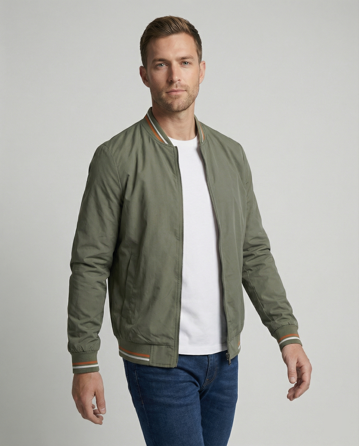 Men's Bomber Jacket | Full Zip & Ribbed Trim 5