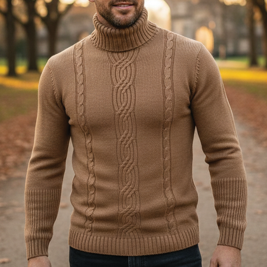 Men's Cable Knit Turtleneck Sweater | Warm & Cosy 2