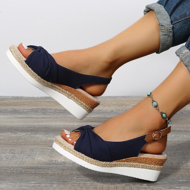 Women's Espadrille Wedge Sandals | Knot Detail & Slingback