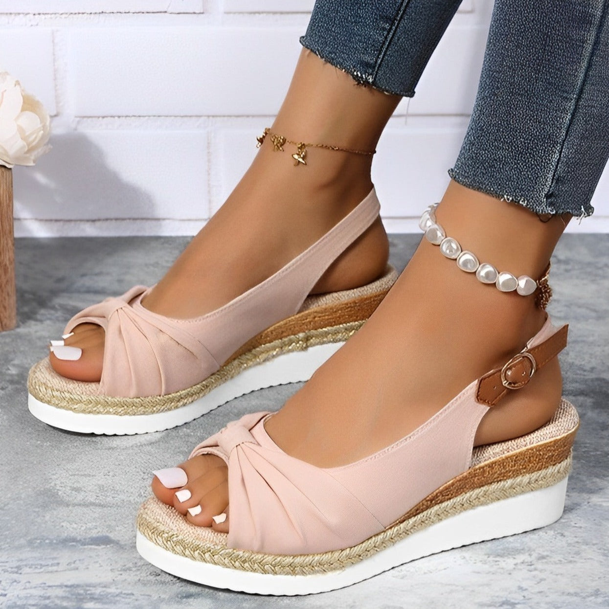 Women's Espadrille Wedge Sandals | Knot Detail & Slingback